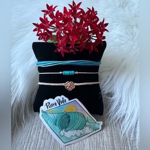💓🩵 PURA VIDA Bracelets Set of 3 Adjustable